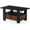 Furinno Coffee Table with Bins, Espresso/Brown(Americano/Medium Brown)