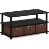 Furinno Coffee Table with Bins, Espresso/Brown(Black Oak/Black/Brown)
