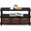 Furinno Coffee Table with Bins, Espresso/Brown(Black Oak/Black/Brown)