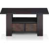 Furinno Coffee Table with Bins, Espresso/Brown(Dark Walnut)