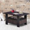 Furinno Coffee Table with Bins, Espresso/Brown(Dark Walnut)