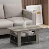 Furinno Coffee Table with Bins, Espresso/Brown(French Oak Grey/Black)