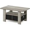 Furinno Coffee Table with Bins, Espresso/Brown(French Oak Grey/Black)