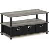 Furinno Coffee Table with Bins, Espresso/Brown(French Oak/Black/Black)