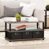 Furinno Coffee Table with Bins, Espresso/Brown(French Oak/Black/Black)