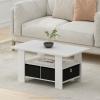 Furinno Coffee Table with Bins, Espresso/Brown(White/Black)