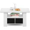 Furinno Coffee Table with Bins, Espresso/Brown(White/Black)