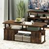 Furinno JAYA TV Stand for TVs up to 50 Inch with Open Storage, Blackwood(Amber Oak)