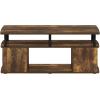 Furinno JAYA TV Stand for TVs up to 50 Inch with Open Storage, Blackwood(Amber Oak)