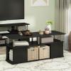 Furinno JAYA TV Stand for TVs up to 50 Inch with Open Storage, Blackwood(Dark Americano/Stainless Steel)