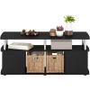 Furinno JAYA TV Stand for TVs up to 50 Inch with Open Storage, Blackwood(Dark Americano/Stainless Steel)