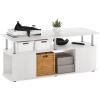 Furinno JAYA TV Stand for TVs up to 50 Inch with Open Storage, Blackwood(White Oak/Stainless Steel)