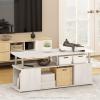 Furinno JAYA TV Stand for TVs up to 50 Inch with Open Storage, Blackwood(White Oak/Stainless Steel)