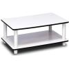 Furinno JUST Coffee Table, 2-Tier Modern Coffee Table with Open Shelf, Toolless Assembly Side Table, for Living Room, Bedroom, Home Office, White(White/White)