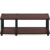 Furinno JUST Coffee Table, 3-Tier Modern Coffee Table with Open Shelf, Toolless Assembly Side Table, for Living Room, Bedroom, Home Office, White(Dark Cherry/Black)