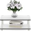 Furinno JUST Coffee Table, 3-Tier Modern Coffee Table with Open Shelf, Toolless Assembly Side Table, for Living Room, Bedroom, Home Office, White(Plain White/Plain White)