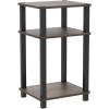 Furinno JUST Side Table, 3-Tier End Table, Open Shelves Night Stand, Bedside Table, Toolless Assembly, for Living Room, Bedroom, Bathroom, French Oak(Amber Pine/Black)