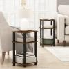 Furinno JUST Side Table, 3-Tier End Table, Open Shelves Night Stand, Bedside Table, Toolless Assembly, for Living Room, Bedroom, Bathroom, French Oak(Amber Pine/Black)