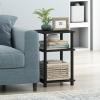 Furinno JUST Side Table, 3-Tier End Table, Open Shelves Night Stand, Bedside Table, Toolless Assembly, for Living Room, Bedroom, Bathroom, French Oak(Americano/Black)