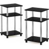 Furinno JUST Side Table, 3-Tier End Table, Open Shelves Night Stand, Bedside Table, Toolless Assembly, for Living Room, Bedroom, Bathroom, French Oak(Americano/Chrome)