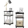 Furinno JUST Side Table, 3-Tier End Table, Open Shelves Night Stand, Bedside Table, Toolless Assembly, for Living Room, Bedroom, Bathroom, French Oak(Americano/Chrome)