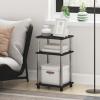 Furinno JUST Side Table, 3-Tier End Table, Open Shelves Night Stand, Bedside Table, Toolless Assembly, for Living Room, Bedroom, Bathroom, French Oak(Americano/Chrome)