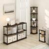 Furinno JUST Side Table, 3-Tier End Table, Open Shelves Night Stand, Bedside Table, Toolless Assembly, for Living Room, Bedroom, Bathroom, French Oak(Brown Walnut/Black)
