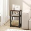Furinno JUST Side Table, 3-Tier End Table, Open Shelves Night Stand, Bedside Table, Toolless Assembly, for Living Room, Bedroom, Bathroom, French Oak(Brown Walnut/Black)