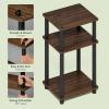 Furinno JUST Side Table, 3-Tier End Table, Open Shelves Night Stand, Bedside Table, Toolless Assembly, for Living Room, Bedroom, Bathroom, French Oak(Columbia Walnut/Black)
