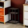 Furinno JUST Side Table, 3-Tier End Table, Open Shelves Night Stand, Bedside Table, Toolless Assembly, for Living Room, Bedroom, Bathroom, French Oak(Columbia Walnut/Black)