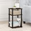 Furinno JUST Side Table, 3-Tier End Table, Open Shelves Night Stand, Bedside Table, Toolless Assembly, for Living Room, Bedroom, Bathroom, French Oak(Columbia Walnut/Black)