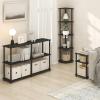 Furinno JUST Side Table, 3-Tier End Table, Open Shelves Night Stand, Bedside Table, Toolless Assembly, for Living Room, Bedroom, Bathroom, French Oak(Dark Americano)