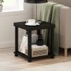 Furinno JUST Side Table, 3-Tier End Table, Open Shelves Night Stand, Bedside Table, Toolless Assembly, for Living Room, Bedroom, Bathroom, French Oak(Espresso/Black)
