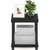 Furinno JUST Side Table, 3-Tier End Table, Open Shelves Night Stand, Bedside Table, Toolless Assembly, for Living Room, Bedroom, Bathroom, French Oak(Espresso/Black)