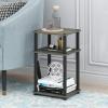 Furinno JUST Side Table, 3-Tier End Table, Open Shelves Night Stand, Bedside Table, Toolless Assembly, for Living Room, Bedroom, Bathroom, French Oak(French Oak Grey/Black)