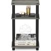 Furinno JUST Side Table, 3-Tier End Table, Open Shelves Night Stand, Bedside Table, Toolless Assembly, for Living Room, Bedroom, Bathroom, French Oak(French Oak Grey/Black)