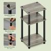 Furinno JUST Side Table, 3-Tier End Table, Open Shelves Night Stand, Bedside Table, Toolless Assembly, for Living Room, Bedroom, Bathroom, French Oak(Grey Oak/Black)