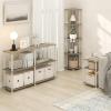 Furinno JUST Side Table, 3-Tier End Table, Open Shelves Night Stand, Bedside Table, Toolless Assembly, for Living Room, Bedroom, Bathroom, French Oak(Light Oak/White)