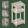 Furinno JUST Side Table, 3-Tier End Table, Open Shelves Night Stand, Bedside Table, Toolless Assembly, for Living Room, Bedroom, Bathroom, French Oak(Light Oak/White)