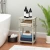 Furinno JUST Side Table, 3-Tier End Table, Open Shelves Night Stand, Bedside Table, Toolless Assembly, for Living Room, Bedroom, Bathroom, French Oak(Sonoma Oak/White)