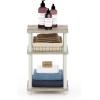Furinno JUST Side Table, 3-Tier End Table, Open Shelves Night Stand, Bedside Table, Toolless Assembly, for Living Room, Bedroom, Bathroom, French Oak(Sonoma Oak/White)
