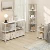 Furinno JUST Side Table, 3-Tier End Table, Open Shelves Night Stand, Bedside Table, Toolless Assembly, for Living Room, Bedroom, Bathroom, French Oak(White)