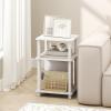 Furinno JUST Side Table, 3-Tier End Table, Open Shelves Night Stand, Bedside Table, Toolless Assembly, for Living Room, Bedroom, Bathroom, French Oak(White)