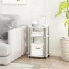 Furinno JUST Side Table, 3-Tier End Table, Open Shelves Night Stand, Bedside Table, Toolless Assembly, for Living Room, Bedroom, Bathroom, French Oak(White Oak/Chrome)