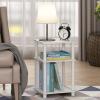 Furinno JUST Side Table, 3-Tier End Table, Open Shelves Night Stand, Bedside Table, Toolless Assembly, for Living Room, Bedroom, Bathroom, French Oak(White/White)
