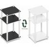Furinno JUST Side Table, 3-Tier End Table, Open Shelves Night Stand, Bedside Table, Toolless Assembly, for Living Room, Bedroom, Bathroom, French Oak(White(black Espresso)/White)