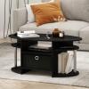 Furinno Jaya Simple Design Oval Coffee Table with Bin for Living Room, Walnut(Americano/Chrome/Black)