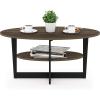 Furinno Jaya Simple Design Oval Coffee Table with Bin for Living Room, Walnut(Columbia Walnut/Black)