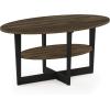 Furinno Jaya Simple Design Oval Coffee Table with Bin for Living Room, Walnut(Columbia Walnut/Black)