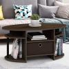 Furinno Jaya Simple Design Oval Coffee Table with Bin for Living Room, Walnut(Columbia Walnut/Black/Dark Brown)